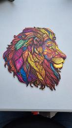 Unieke Houten puzzel contour Leeuw, Hobby en Vrije tijd, Denksport en Puzzels, Ophalen of Verzenden, Minder dan 500 stukjes, Zo goed als nieuw