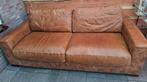 Sterke congnac leer bank 220 cm breed in Topstaat, Huis en Inrichting, Ophalen, Gebruikt, Driepersoons, Leer