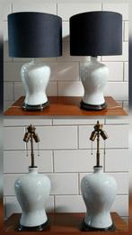 Chinees Craquelé Porseleinen Lampen op Houten Sokkel, Ophalen