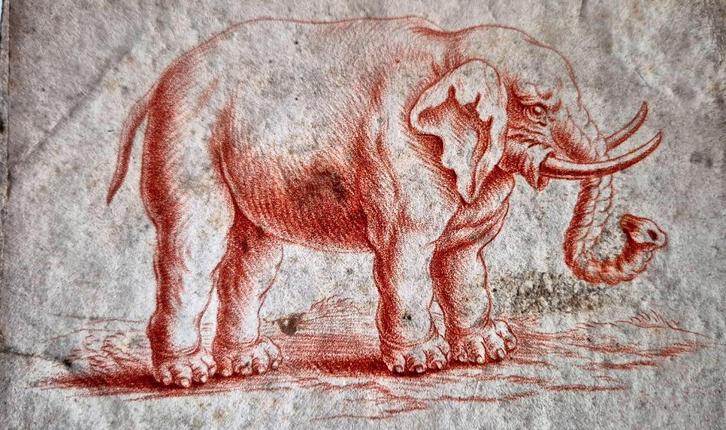 Origineel 18e eeuws blad met diverse tekeningen, Antiek en Kunst, Kunst | Schilderijen | Klassiek, Verzenden