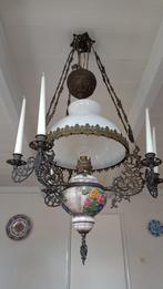 Olielamp met 6 kaarsen, voorzien van lamp, Ophalen of Verzenden, Gebruikt, Metaal, Minder dan 50 cm