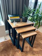La redoute - Set van 3 bijzettafels hout & zwart frame, Ophalen, Minder dan 45 cm, Minder dan 55 cm, Gebruikt