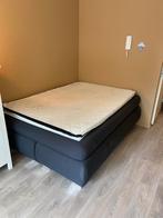 Bed (boxspring), Huis en Inrichting, Slaapkamer | Bedden, Blauw, Gebruikt, Stof, 140 cm