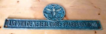 Bronzen reclame bord Nederlandse Spaarbank Bond beschikbaar voor biedingen