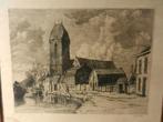 Ets Kerk aan het water (Oudewater?) Joh. Hendriks  24,4x32,8, Antiek en Kunst, Kunst | Etsen en Gravures, Ophalen of Verzenden