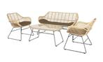 Stoel-Bank Loungeset Wates | Bamboo | Brown | Eurofar, 4 zitplaatsen, Verzenden, Nieuw, Bank