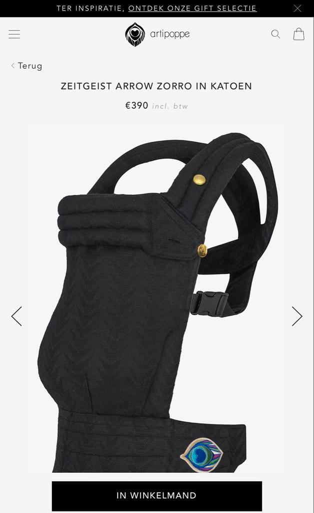 Artipoppe Zeitgeist Arrow Zorro Draagzak, Kinderen en Baby's, Babydragers en Draagdoeken, Zo goed als nieuw, Draagzak, Buik of Rug