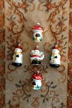 5 mooie!  Vintage! kerstballen met Gratis sneeuwpop kerstbal, Diversen, Ophalen of Verzenden
