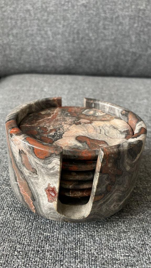 Marmer Onderzetters Set, Huis en Inrichting, Woonaccessoires | Onderzetters, Gebruikt, Glas of Kopje, Ophalen