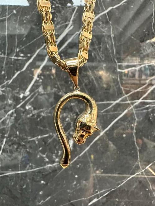 14k gouden MAGNUM ketting met Panter hanger | 70 cm, Sieraden, Tassen en Uiterlijk, Kettingen, Nieuw, Goud, Ophalen of Verzenden