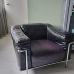 NATUZZI, 2 leren stoelen zwart paars, Huis en Inrichting, Gebruikt, Leer, Ophalen of Verzenden