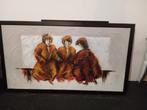 Schilderij met 3 mannen en relief, Huis en Inrichting, Woonaccessoires | Schilderijen, Tekeningen en Foto's, Ophalen, 125 cm of meer