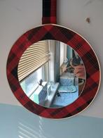Mid Century Tartan spiegel rond geruit, Huis en Inrichting, Woonaccessoires | Spiegels, Minder dan 50 cm, Gebruikt, Rond, Ophalen of Verzenden