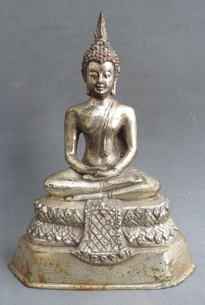 20 ste eeuw Bronzen Thaise Buddha Boeddha Beeld Sculptuur, Antiek en Kunst, Antiek | Koper en Brons, Brons, Ophalen of Verzenden