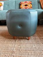Vintage retro poef / naaipoef / voetenbank kruk donkergroen, Ophalen, Minder dan 50 cm, Gebruikt, Vierkant