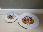 Vintage ontbijtbord kop schotel clown, Antiek en Kunst, Ophalen of Verzenden
