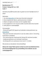 Voucher  ter waarde €20, Eén persoon, Cadeaubon