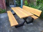 Picknicktafel staal en douglas/lariks hout. X frame Boomstam, Ophalen of Verzenden, Nieuw, Rechthoekig, Hout