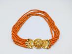Antieke bloedkoralen ketting met gouden slot, 41-48 cm