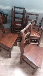6 mooie zware houten stoelen, eetkamer stoelen., Huis en Inrichting, Stoelen, Ophalen, Bruin, Vier