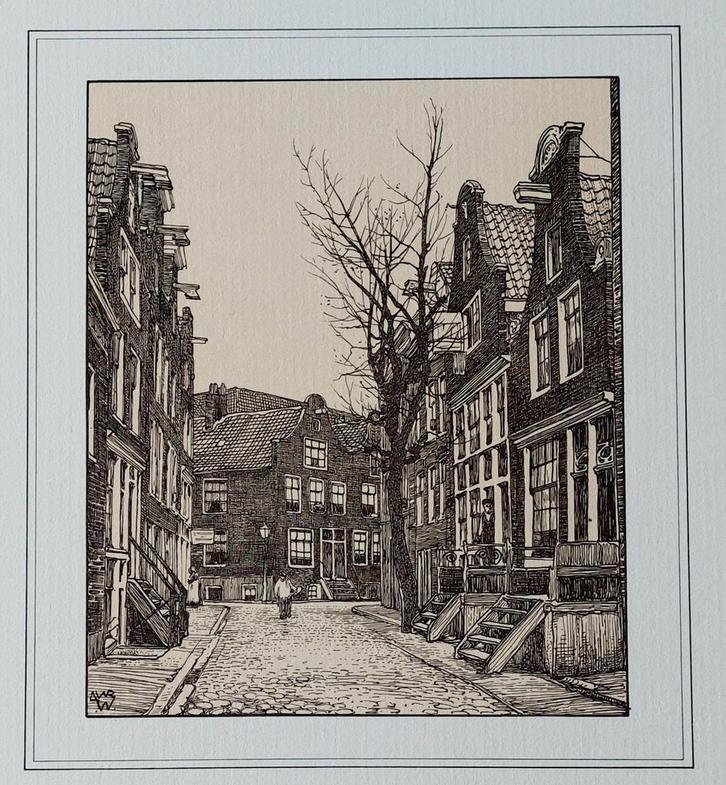 De Driehoekstraat  ... Amsterdam  ..., Antiek en Kunst, Kunst | Tekeningen en Foto's, Ophalen of Verzenden