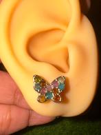Zilveren Vlinder Oorbellen met Toermalijn, Sieraden, Tassen en Uiterlijk, Oorbellen, Overige kleuren, Nieuw, Ophalen of Verzenden