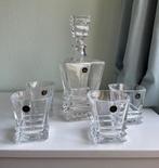Kristal whiskey karaf met 4 glazen - 5 delige, Glas of Glazen, Ophalen of Verzenden, Effen, Glas