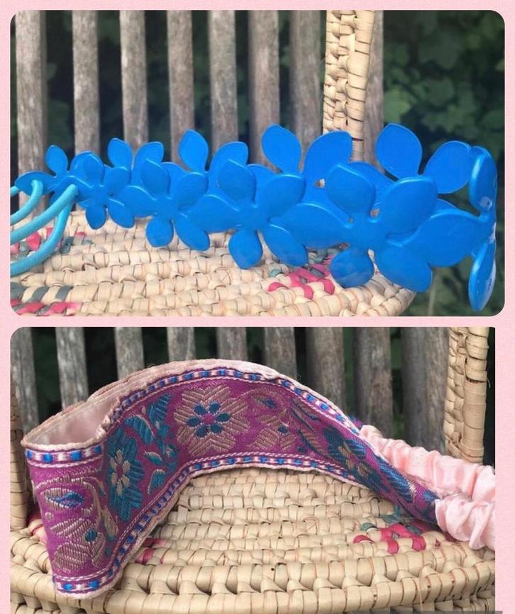 HAARBAND roze met blauwe details en blauw met bloemen, Sieraden, Tassen en Uiterlijk, Uiterlijk | Haarverzorging, Zo goed als nieuw