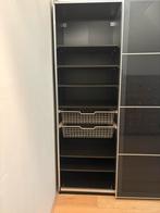 Kledingkast zwart glazen schuifdeur afgezet met mat zilver., Huis en Inrichting, Ophalen, Gebruikt, 100 tot 150 cm, 200 cm of meer