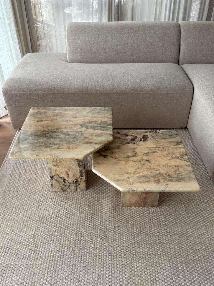 Vintage marmeren salontafel set, Italië 1970, Huis en Inrichting, Tafels | Salontafels, Zo goed als nieuw, Minder dan 50 cm, 50 tot 100 cm