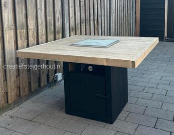 Barbecuetafel hout kolompoot gasbarbecue ingebouwd in tafel beschikbaar voor biedingen