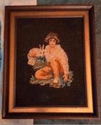 Antiek Geborduurd Schilderij
 30x40 cm., Hobby en Vrije tijd, Borduren en Borduurmachines, Ophalen of Verzenden, Overige typen