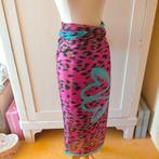 Grote roze zijden sjaal dierenprint harten ook als pareo, Ophalen of Verzenden, Zo goed als nieuw, Maat 46/48 (XL) of groter, Sjaal