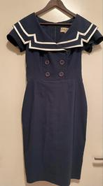 Topvintage navy jurk donkerblauw Betty Page maat L, Ophalen of Verzenden, Zo goed als nieuw, Blauw