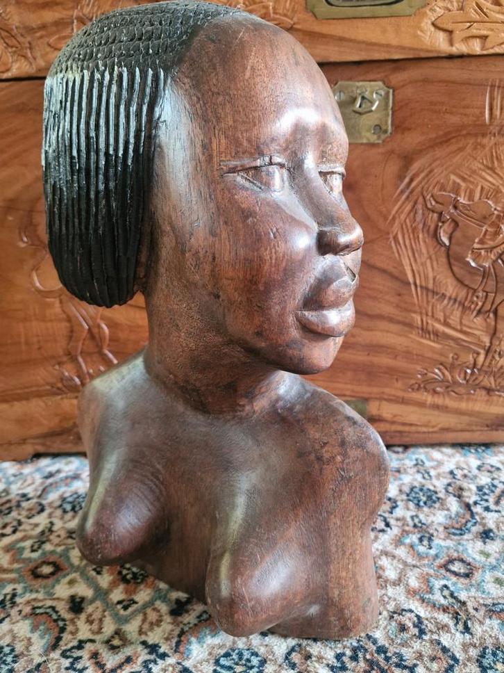 Houten Vrouwenbuste - 40 cm, Antiek en Kunst, Kunst | Beelden en Houtsnijwerken, Ophalen of Verzenden