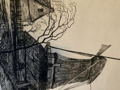 Kunst: Molen DE HOOP Langekade Rotterdam - Adri Visser, Antiek en Kunst, Kunst | Litho's en Zeefdrukken, Ophalen of Verzenden