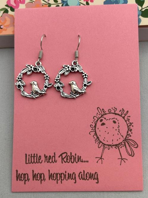 Schattige roodborstjes oorhangers zilverkleur, Sieraden, Tassen en Uiterlijk, Oorbellen, Nieuw, Overige materialen, Ophalen of Verzenden