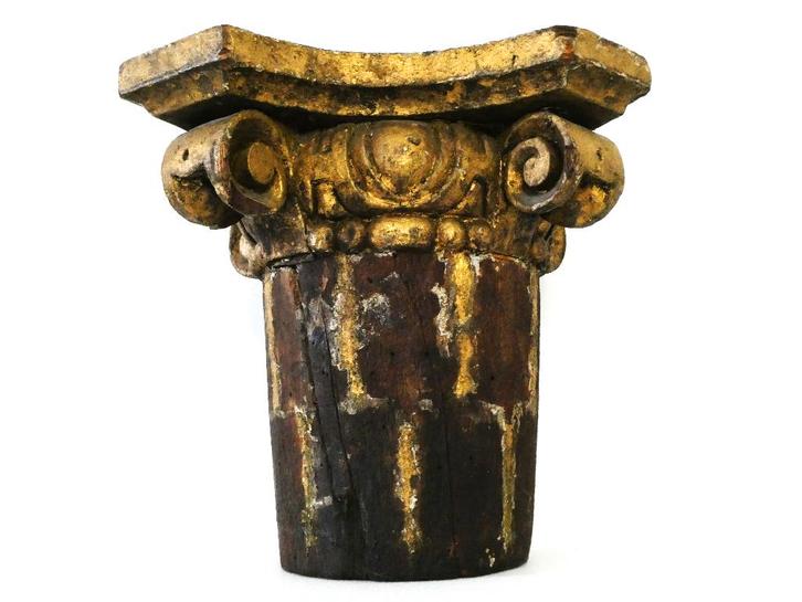 Iconisch kapiteel een zuil krul voluut versiering console, Antiek en Kunst, Kunst | Beelden en Houtsnijwerken, Ophalen of Verzenden
