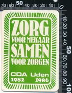 Sticker: CDA - Uden - Zorg voor mekaar samen voor zorgen, Overige typen, Ophalen of Verzenden, Zo goed als nieuw