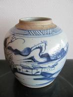 Grote gemberpot met blauw chinees landschap 18 - 19e eeuw, Antiek en Kunst, Ophalen