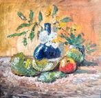L. van Gorkom Sr. - Fruit met pot acrylverf op papier 65x65, Verzenden