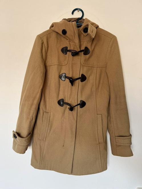 Benetton S beige houtje touwtje jas capuchon rits, Kleding | Dames, Jassen | Winter, Gedragen, Maat 36 (S), Beige, Ophalen of Verzenden