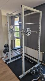Complete home gym / power cage / squat rack /  krachtstation, Ophalen, Zo goed als nieuw, Benen, Halterset