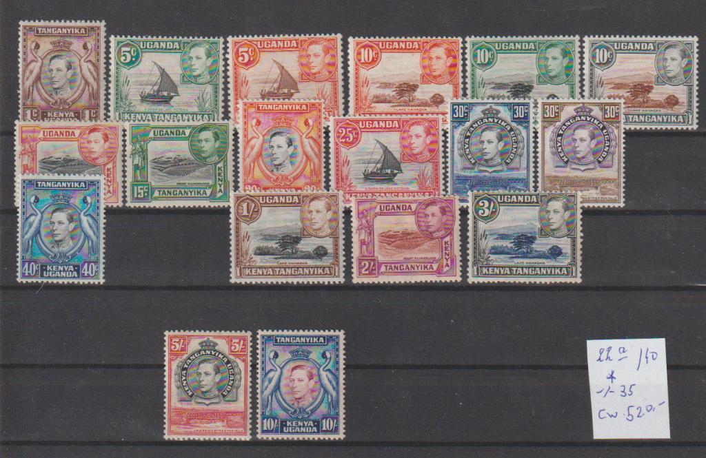 Kenya Oeganda Tanzania SW 22a-40 ongestempeld CW 520,-, Ophalen of Verzenden, Tanzania, Postfris