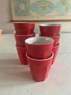Set van 7 rode HEMA bekers, Huis en Inrichting, Ophalen, Gebruikt, Aardewerk
