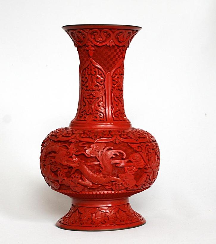 Bronzen Cinnabar Draken Vaas, Antiek en Kunst, Kunst | Niet-Westerse kunst, Ophalen of Verzenden