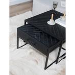 Salontafel visgraad zwart, Huis en Inrichting, Tafels | Salontafels, Ophalen, 50 tot 100 cm, Rond, Nieuw