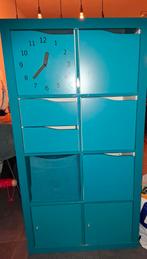 Mooie blauwe Ikea Kallax/Expedit kast te koop!, Huis en Inrichting, Kasten | Boekenkasten, Overige materialen, Met deur(en), 100 tot 150 cm