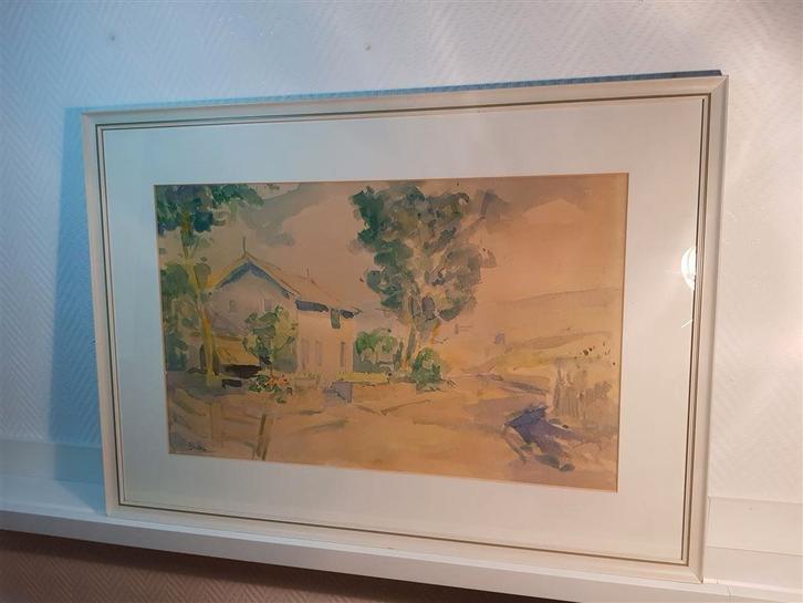 Aquarel landschap, gesigneerd, Antiek en Kunst, Kunst | Schilderijen | Klassiek, Ophalen