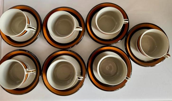 Rörstrand 7 delige kop en schotels. Puntgaaf, Antiek en Kunst, Antiek | Servies compleet, Ophalen of Verzenden